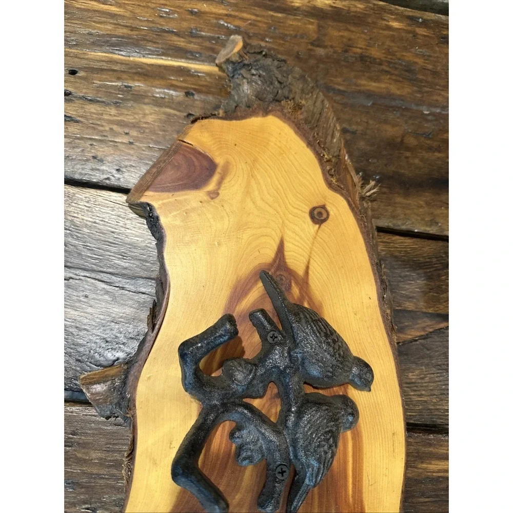 Handcrafted Live Edge Wood Bird On A Branch Plaque Wall Hanging 20.5